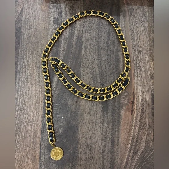 Authentic CHANEL CHUNKY Vintage 1994 belt gold leather 80cm - Picture 4 of 15